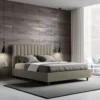Letto 140x190cm alla francese con testiera trapuntata in similpelle cappuccino LIT323