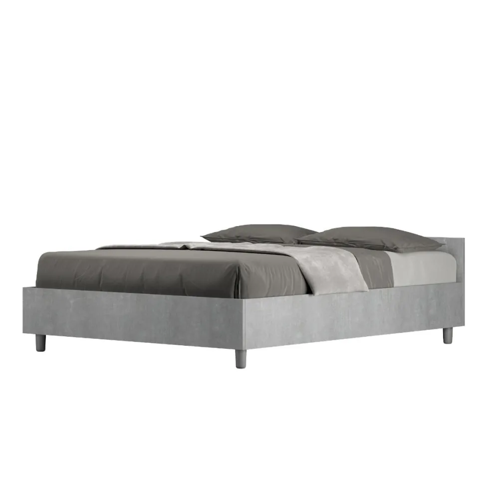 Letto 140x200cm alla francese con testiera moderna cemento LIT337