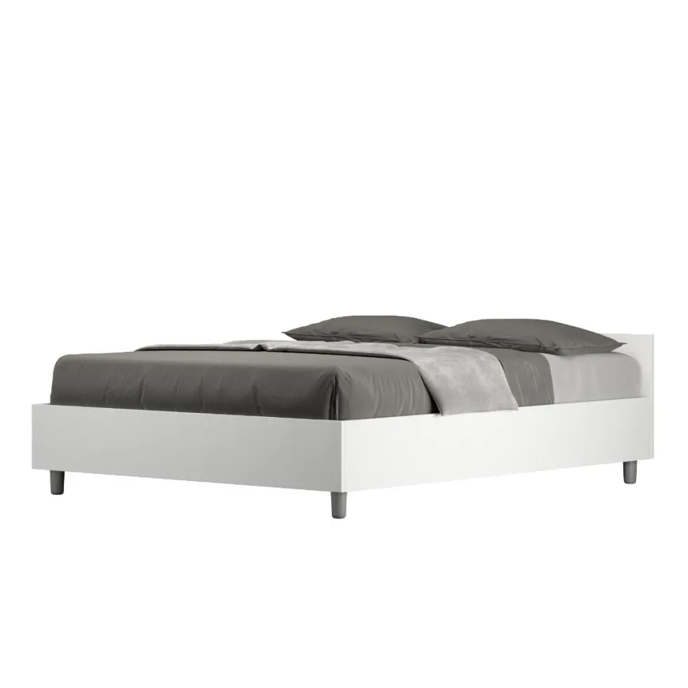 Letto 140x200cm alla francese con testiera effetto legno bianco frassino LIT337