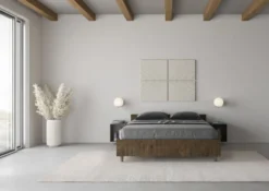 Letto 140x190cm alla francese con testiera effetto legno noce LIT335