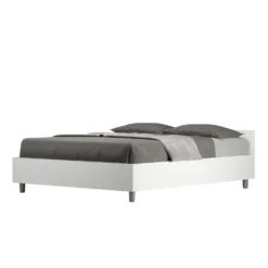 Letto 140x190cm alla francese con testiera effetto legno bianco frassino LIT335