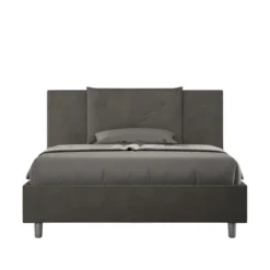 Letto 140x190cm alla francese con tre bottoni in microfibra grigio LIT281