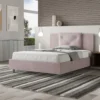 Letto 140x190cm alla francese con tre bottoni in microfibra glicine lilla LIT281