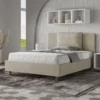 Letto 140x210cm alla francese giroletto imbottito in microfibra sabbia beige LIT279