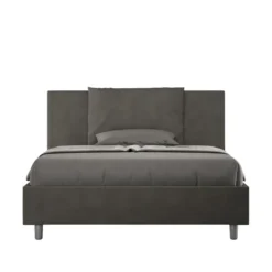 Letto 140x190cm alla francese giroletto imbottito in microfibra grigio LIT275