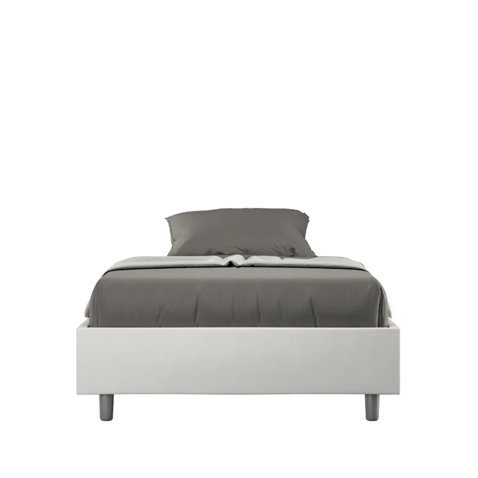 Letto 140x210cm alla francese sommier in similpelle bianco LIT265