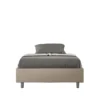 Letto 140x190cm alla francese sommier in similpelle tortora LIT257