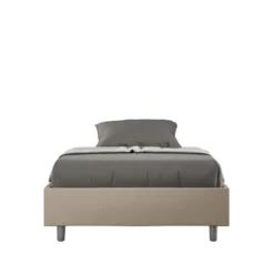 Letto 140x190cm alla francese sommier in similpelle tortora LIT257