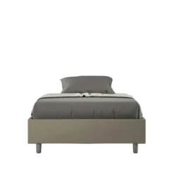 Letto 140x190cm alla francese sommier in similpelle cappuccino LIT257