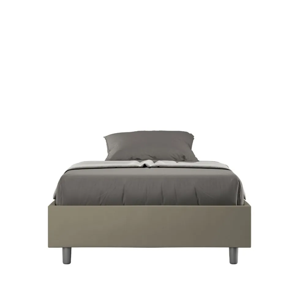 Letto 140x190cm alla francese sommier in similpelle cappuccino LIT257
