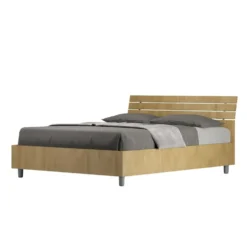 Letto 140x190cm alla francese testata inclinata effetto legno quercia LIT351