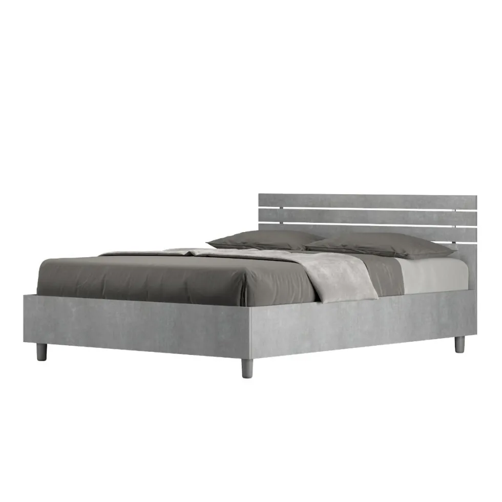 Letto 140x190cm alla francese testata dritta moderna cemento LIT347