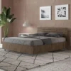 Letto 140x190cm alla francese testata dritta effetto legno noce LIT347