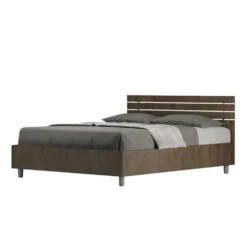Letto 140x190cm alla francese testata dritta effetto legno noce LIT347