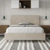 Letto 140x190cm alla francese testiera liscia in microfibra sabbia beige LIT269