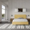 Letto 140x190cm alla francese testiera liscia in microfibra ocra LIT269