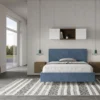 Letto 140x190cm alla francese testiera liscia in microfibra blu LIT269