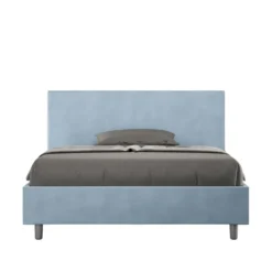 Letto 140x190cm alla francese testiera liscia in microfibra azzurro LIT269