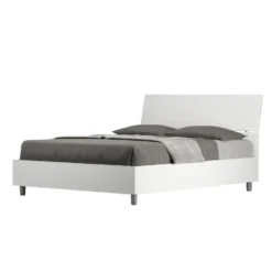 Letto 140x190cm alla francese testiera inclinata effetto legno bianco frassino LIT343