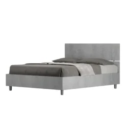 Letto 140x190cm alla francese testiera dritta moderno cemento LIT339
