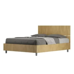 Letto 140x190cm alla francese testiera dritta effetto legno quercia LIT339