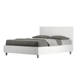 Letto 140x190cm alla francese testiera dritta effetto legno bianco frassino LIT339