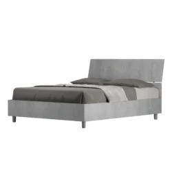 Letto 140x190cm alla francese testiera inclinata effetto legno cemento LIT343