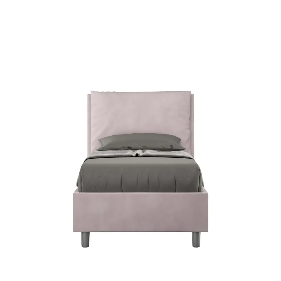 Letto 90x200cm a una piazza con cuscino imbottito in microfibra glicine lilla LIT107
