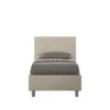 Letto 90x200cm a una piazza con testiera liscia in microfibra sabbia beige LIT101