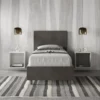 Letto 90x210cm a una piazza con testiera liscia in microfibra grigio LIT103