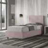 Letto 90x210cm a una piazza con testiera liscia in microfibra glicine lilla LIT103