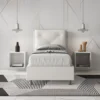 Letto 80x190cm a una piazza con tre bottoni in similpelle bianco LIT43