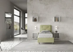 Letto 80x190cm a una piazza con tre bottoni in microfibra tè verde LIT45