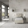 Letto 80x190cm a una piazza con tre bottoni in microfibra sabbia beige LIT45