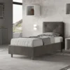 Letto 80x190cm a una piazza con tre bottoni in microfibra grigio LIT45