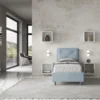 Letto 80x190cm a una piazza con tre bottoni in microfibra azzurro LIT45