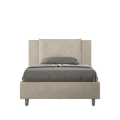 Letto 120x210cm a una piazza e mezza con tre bottoni in microfibra sabbia beige LIT187