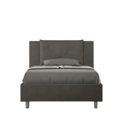 Letto 120x210cm a una piazza e mezza con tre bottoni in microfibra grigio LIT187