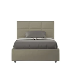 Letto 120x210cm a una piazza e mezza con giroletto in similpelle cappuccino LIT197