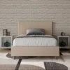 Letto 120x190cm a una piazza e mezza con testiera in similpelle tortora LIT147