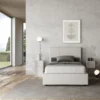 Letto 120x200cm a una piazza e mezza con giroletto in similpelle bianco LIT193