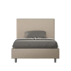 Letto 120x210cm a una piazza e mezza con testiera trapuntata tortora LIT205