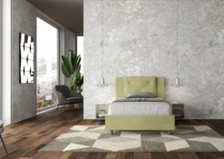 Letto 120x190cm a una piazza e mezza con tre bottoni in microfibra tè verde LIT179