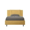 Letto 120x190cm a una piazza e mezza con tre bottoni in microfibra ocra LIT179