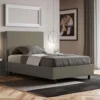 Letto 120x200cm a una piazza e mezza con testiera trapuntata cappuccino LIT203