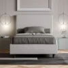 Letto 120x200cm a una piazza e mezza con testiera trapuntata bianco LIT203