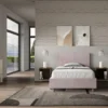 Letto 120x200cm a una piazza e mezza con testiera in microfibra glicine lilla LIT153