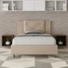 Letto 120x200cm a una piazza e mezza con tre bottoni in similpelle tortora LIT181