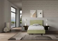 Letto 120x190cm a una piazza e mezza con testiera in microfibra tè verde LIT149