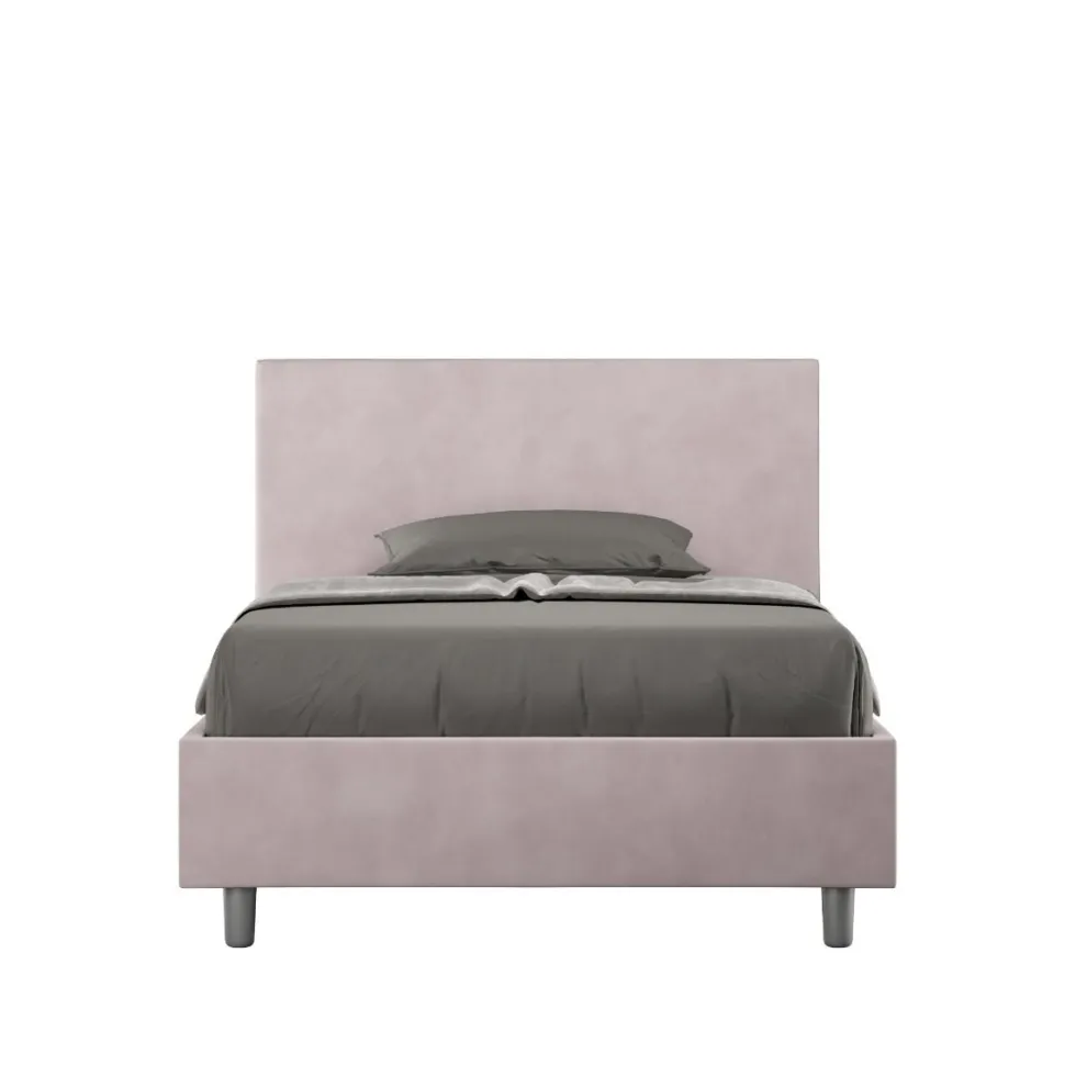 Letto 120x190cm a una piazza e mezza con testiera in microfibra glicine lilla LIT149